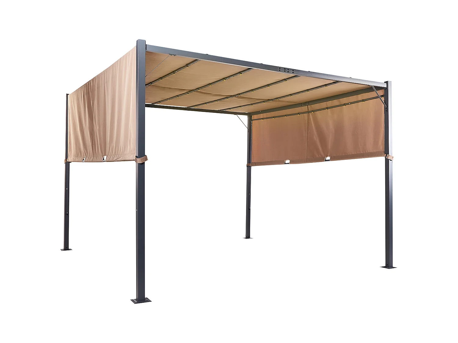 Tonnelle de jardin LED PARGA Métal 310 cm 310 cm Marron