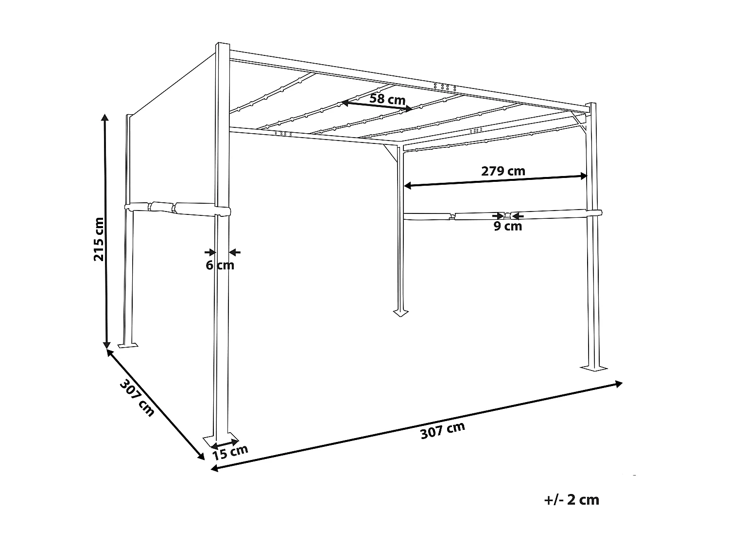 Pergola mit LED-Beleuchtung Stahl braun 310 x 310 cm PARGA