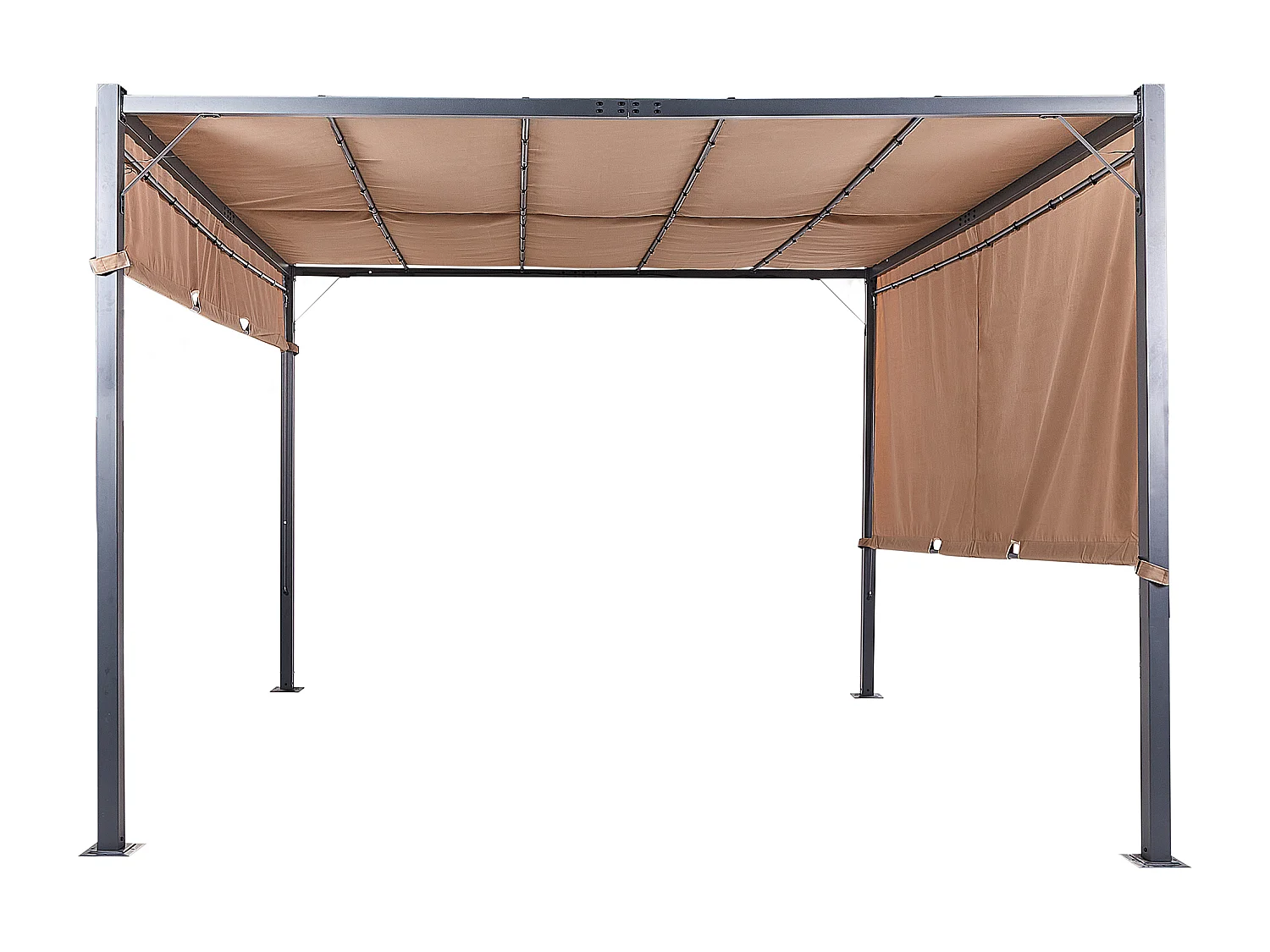 Pergola mit LED-Beleuchtung Stahl braun 310 x 310 cm PARGA