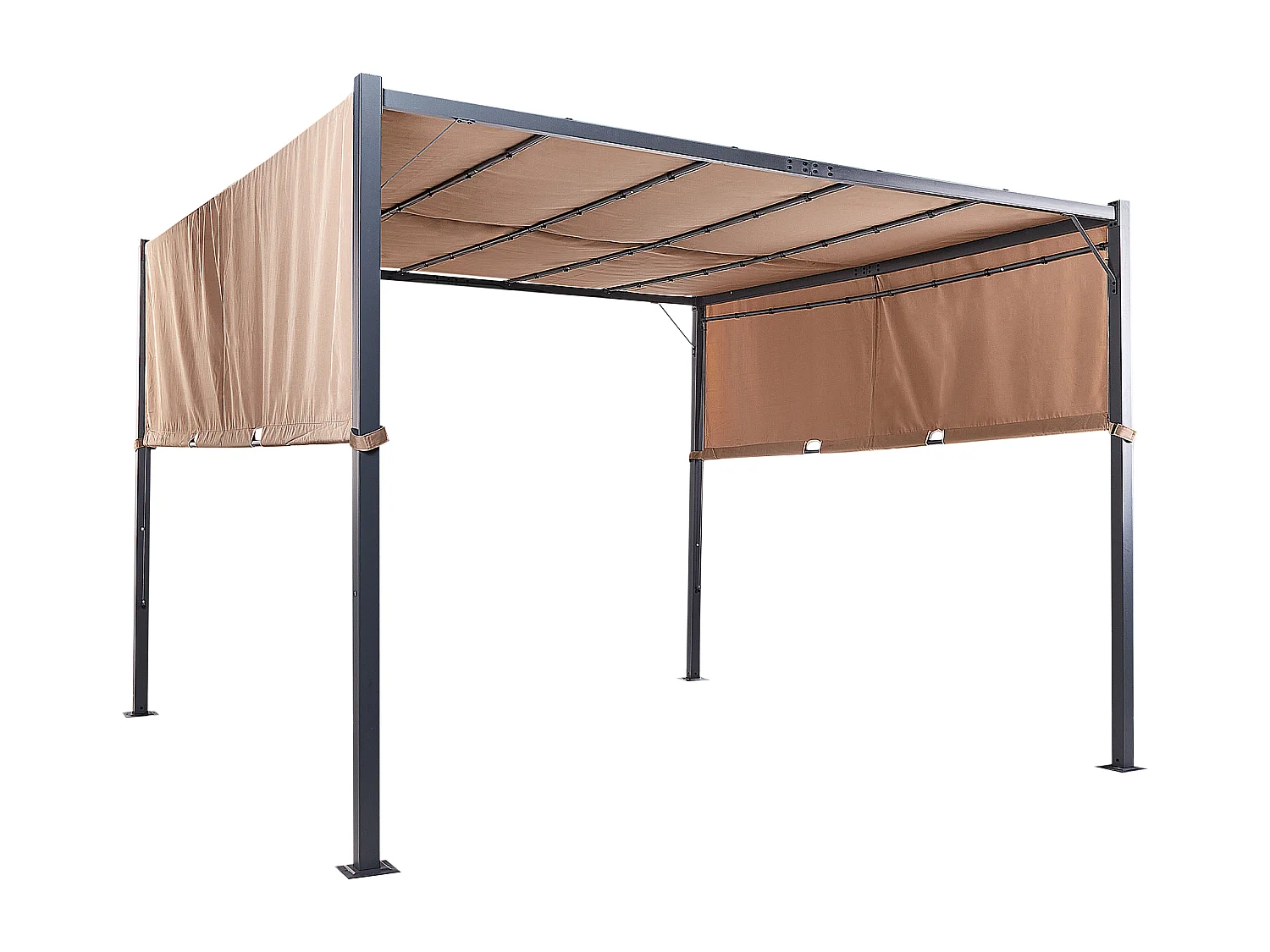 Pergola mit LED-Beleuchtung Stahl braun 310 x 310 cm PARGA
