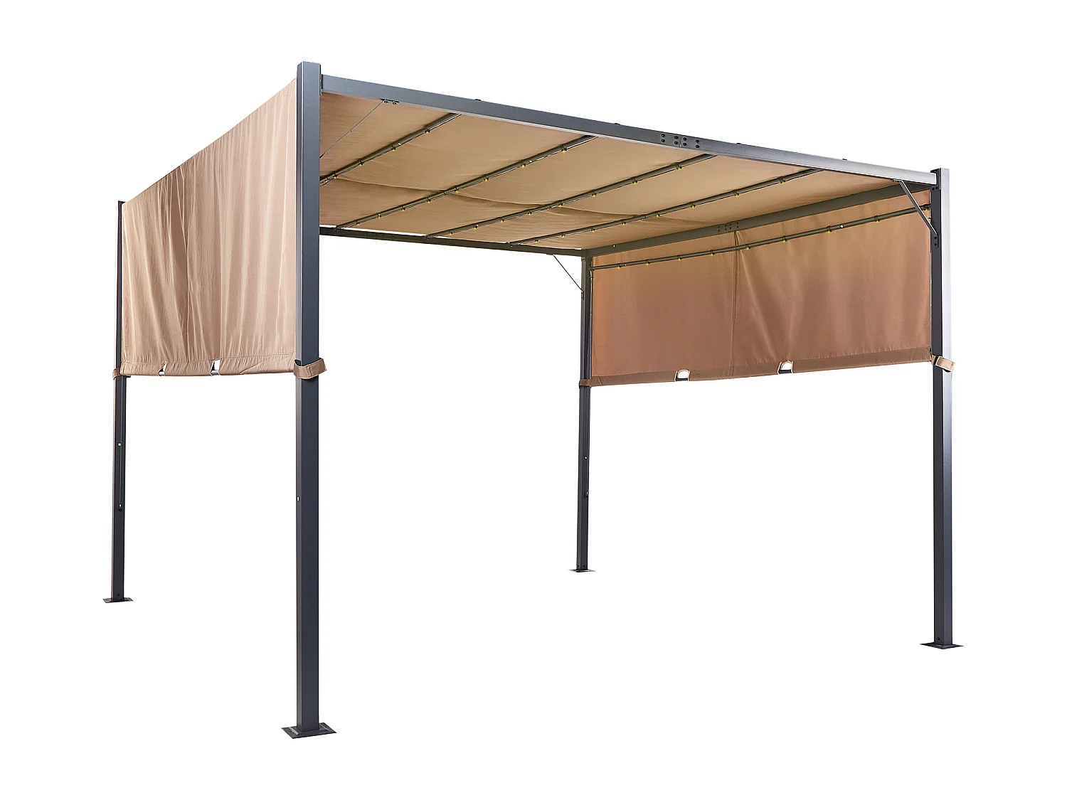 Pergola mit LED-Beleuchtung Stahl braun 310 x 310 cm PARGA