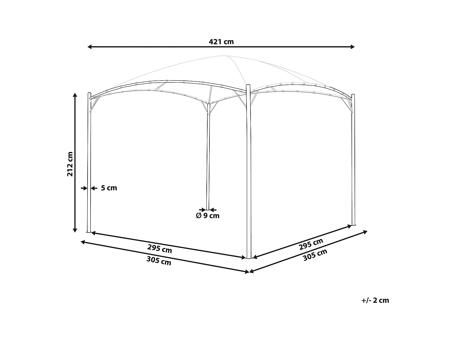 Tonnelle de jardin VOMERO Métal 305 cm 305 cm Gris