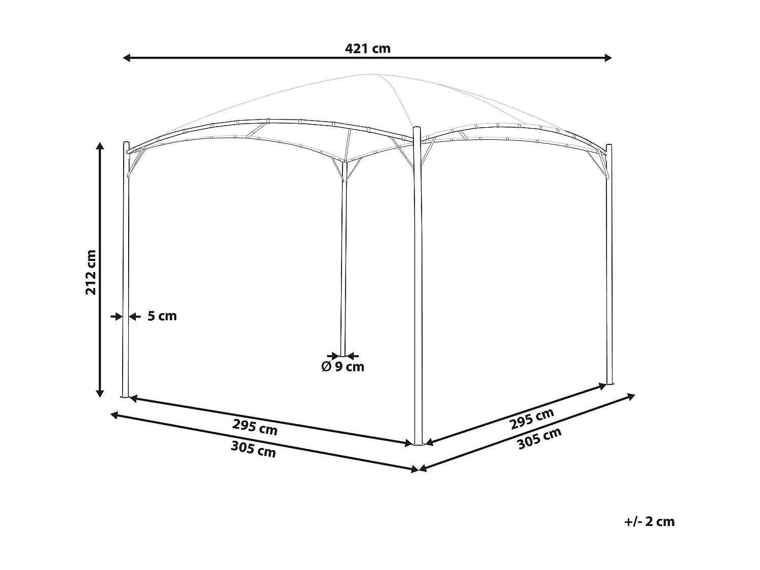 Tonnelle de jardin VOMERO Métal 305 cm 305 cm Beige