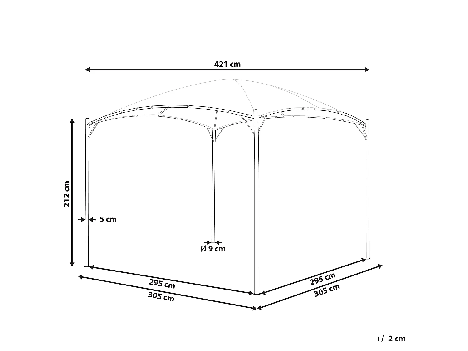 Gazebo VOMERO Metal 305 cm 305 cm Beige