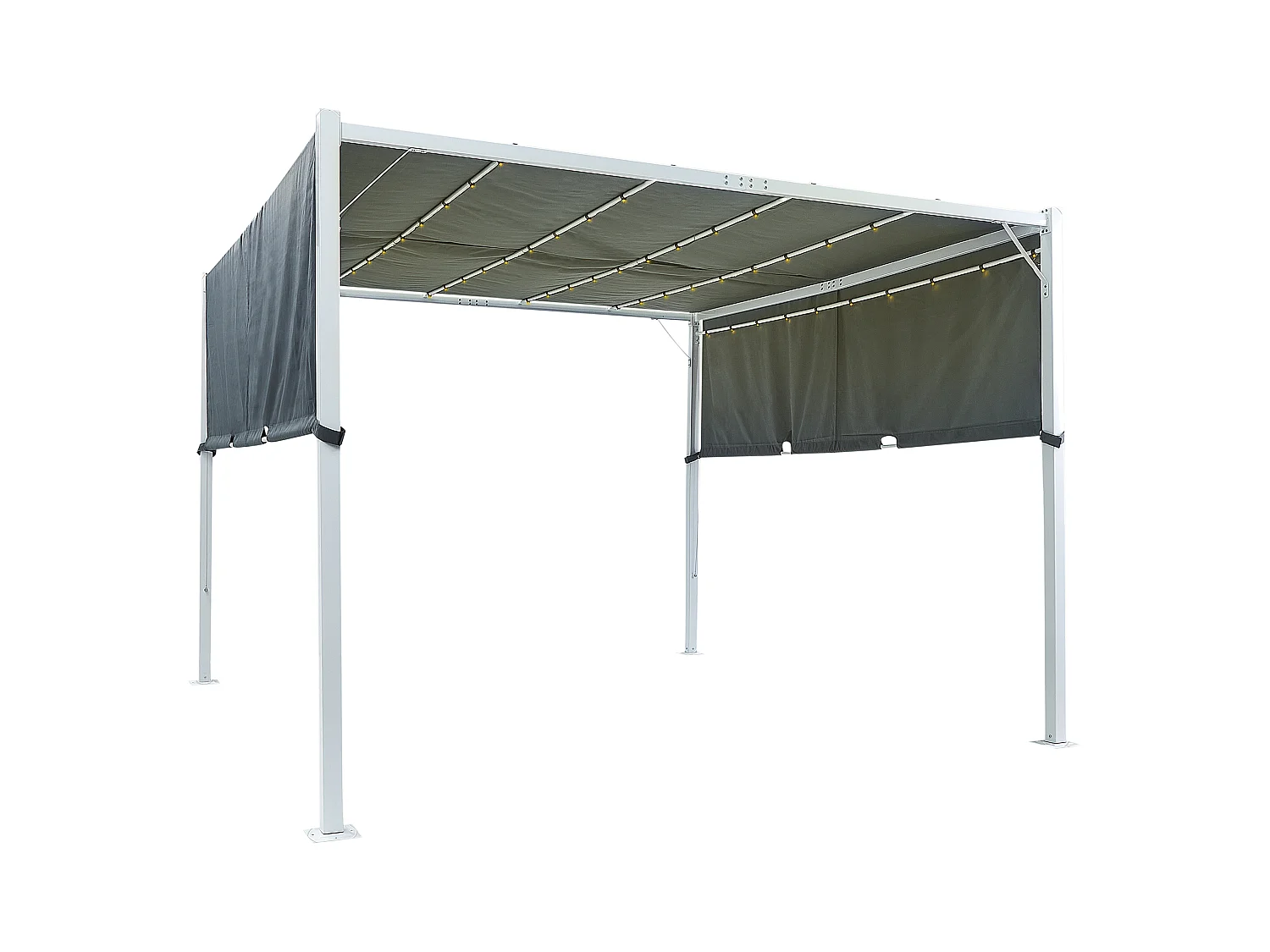 Pergola grigio con luci LED 310 x 310 cm PARGA