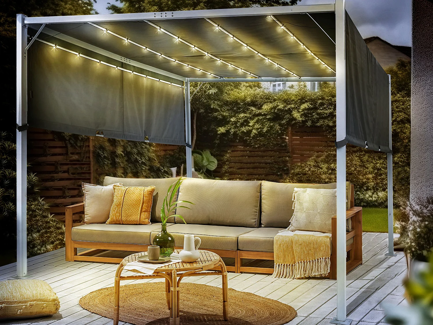 Gazebo LED PARGA Metal 310 cm 310 cm Grey