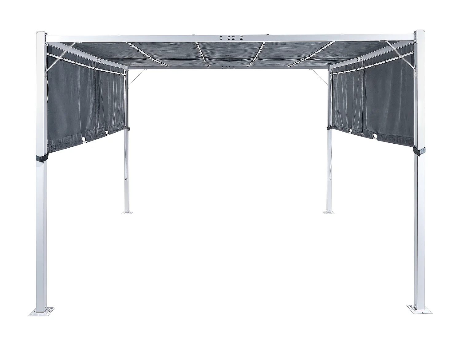 Pergola mit LED-Beleuchtung Stahl grau 310 x 310 cm PARGA