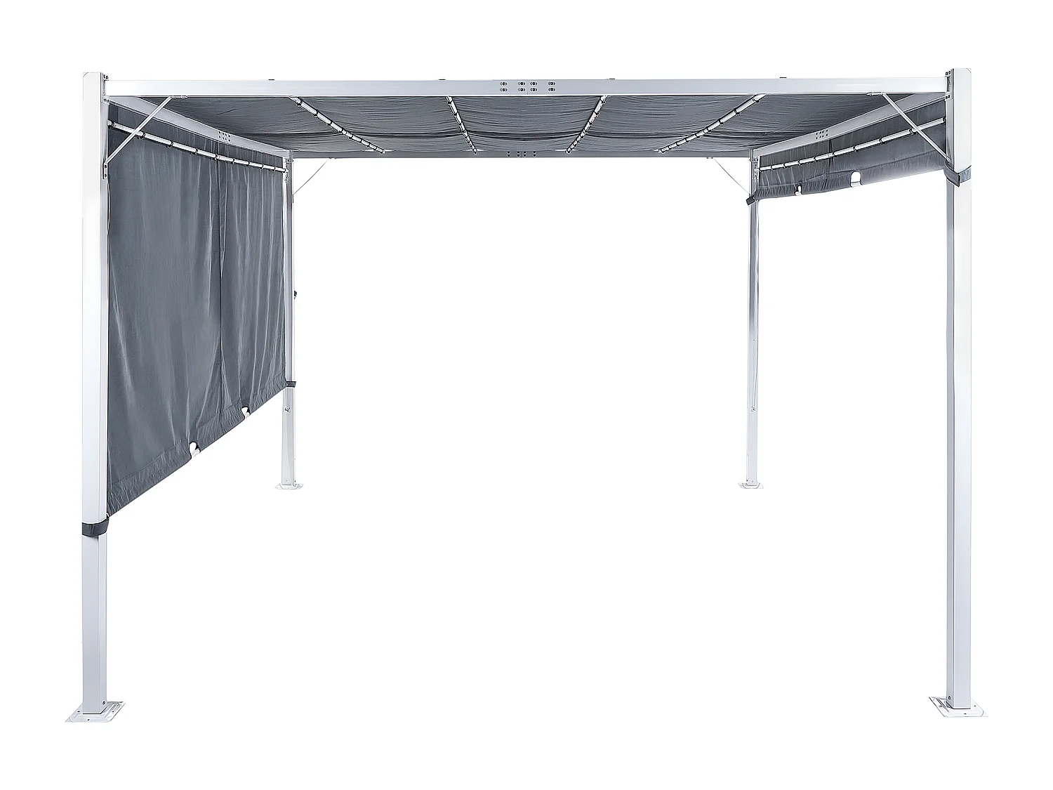 Pergola mit LED-Beleuchtung Stahl grau 310 x 310 cm PARGA