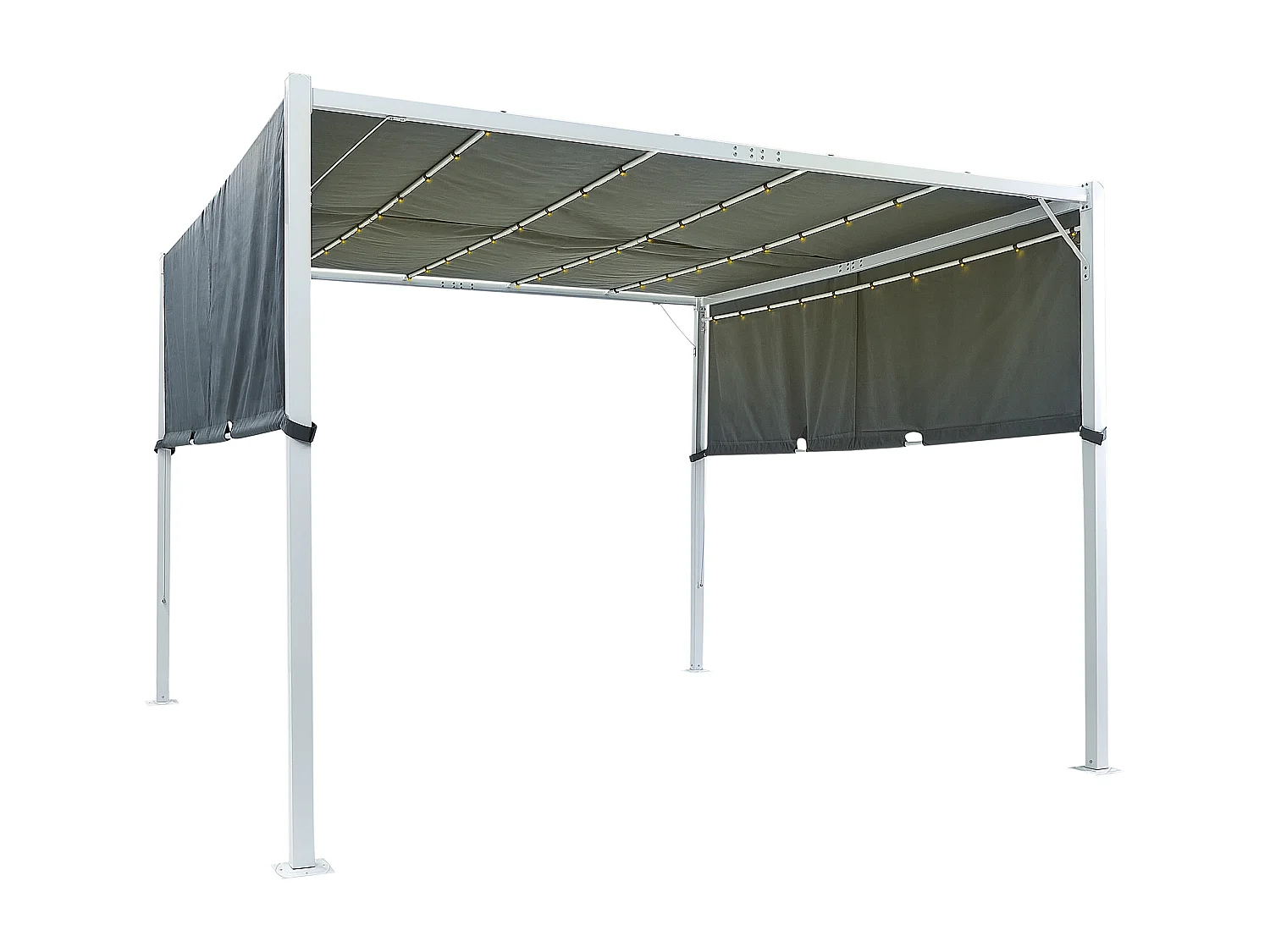 Pergola mit LED-Beleuchtung Stahl grau 310 x 310 cm PARGA