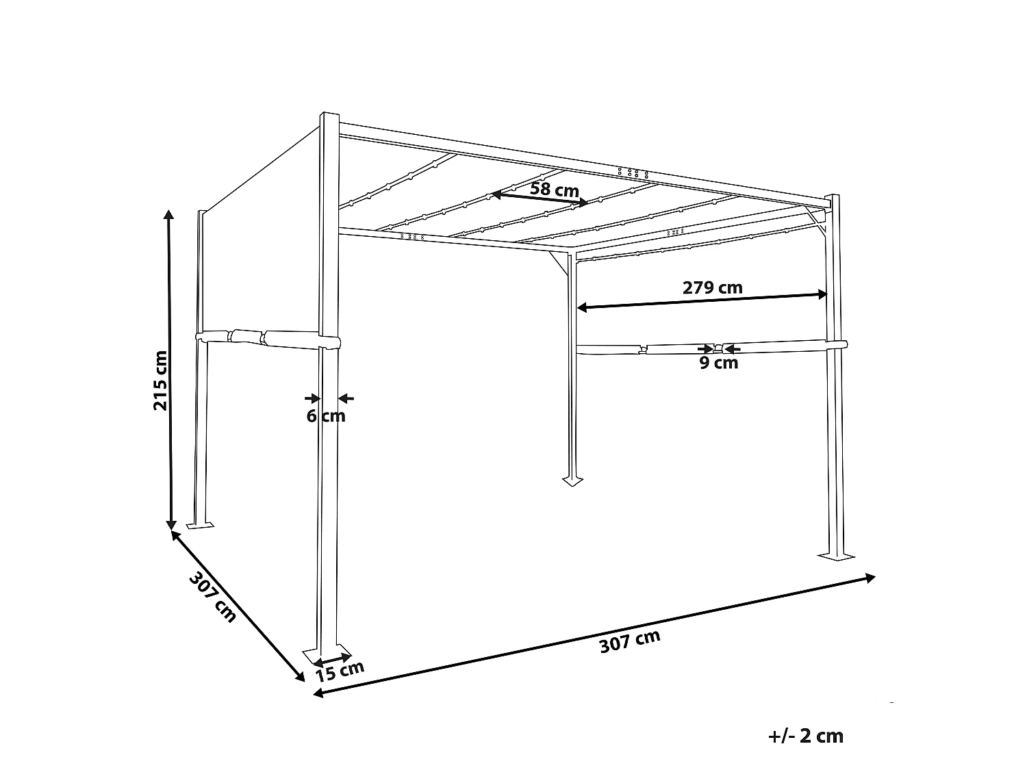Gazebo LED PARGA Metal 310 cm 310 cm Grey
