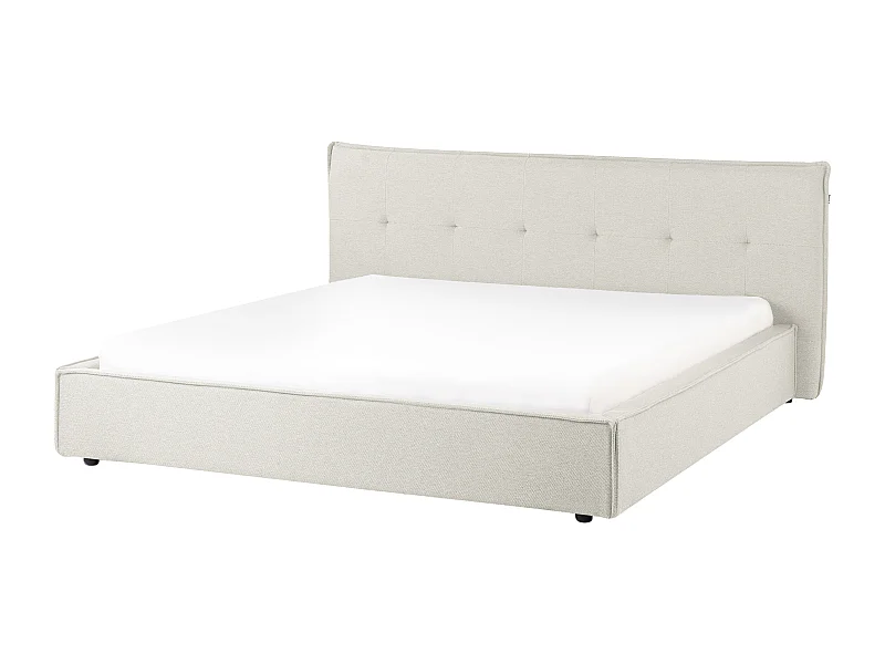 Bett mit Lattenrost Kunstleinen LESTRE 180 x 200 cm Cremeweiss