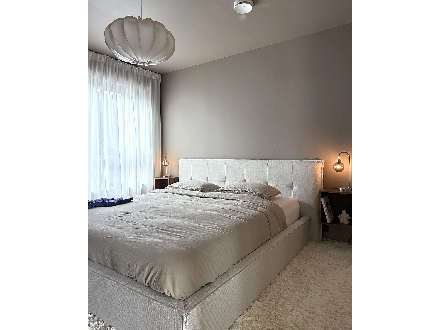 Letto Lino sintetico LESTRE 180 x 200 cm Bianco sporco