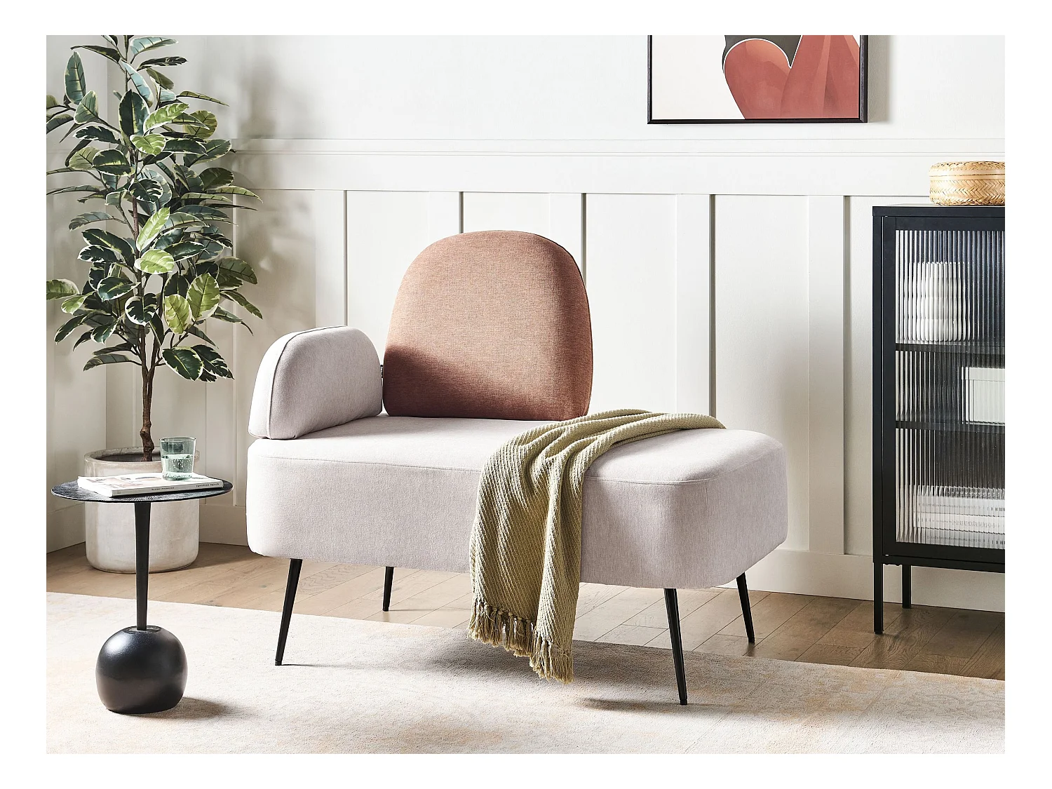 Chaise longue côté droite ARCEY Tissu Marron