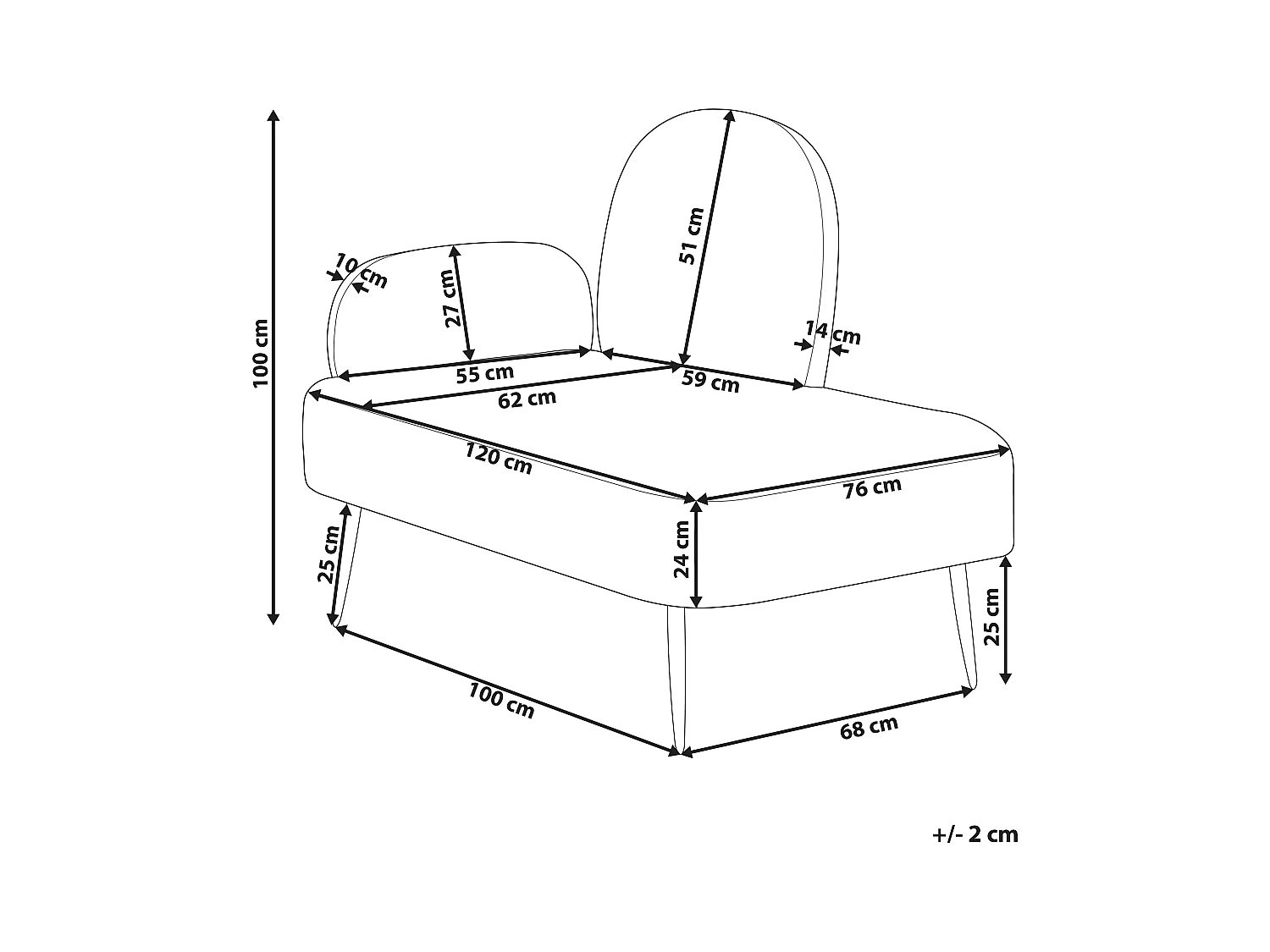 Chaise longue côté droite ARCEY Tissu Marron