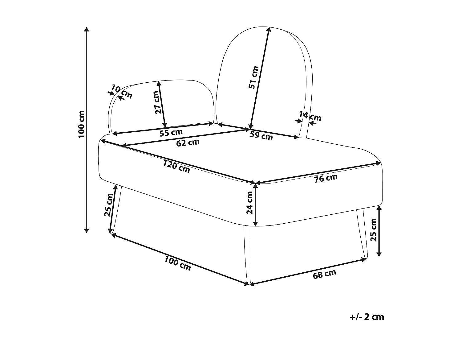 Chaise longue côté gauche ARCEY Tissu Marron