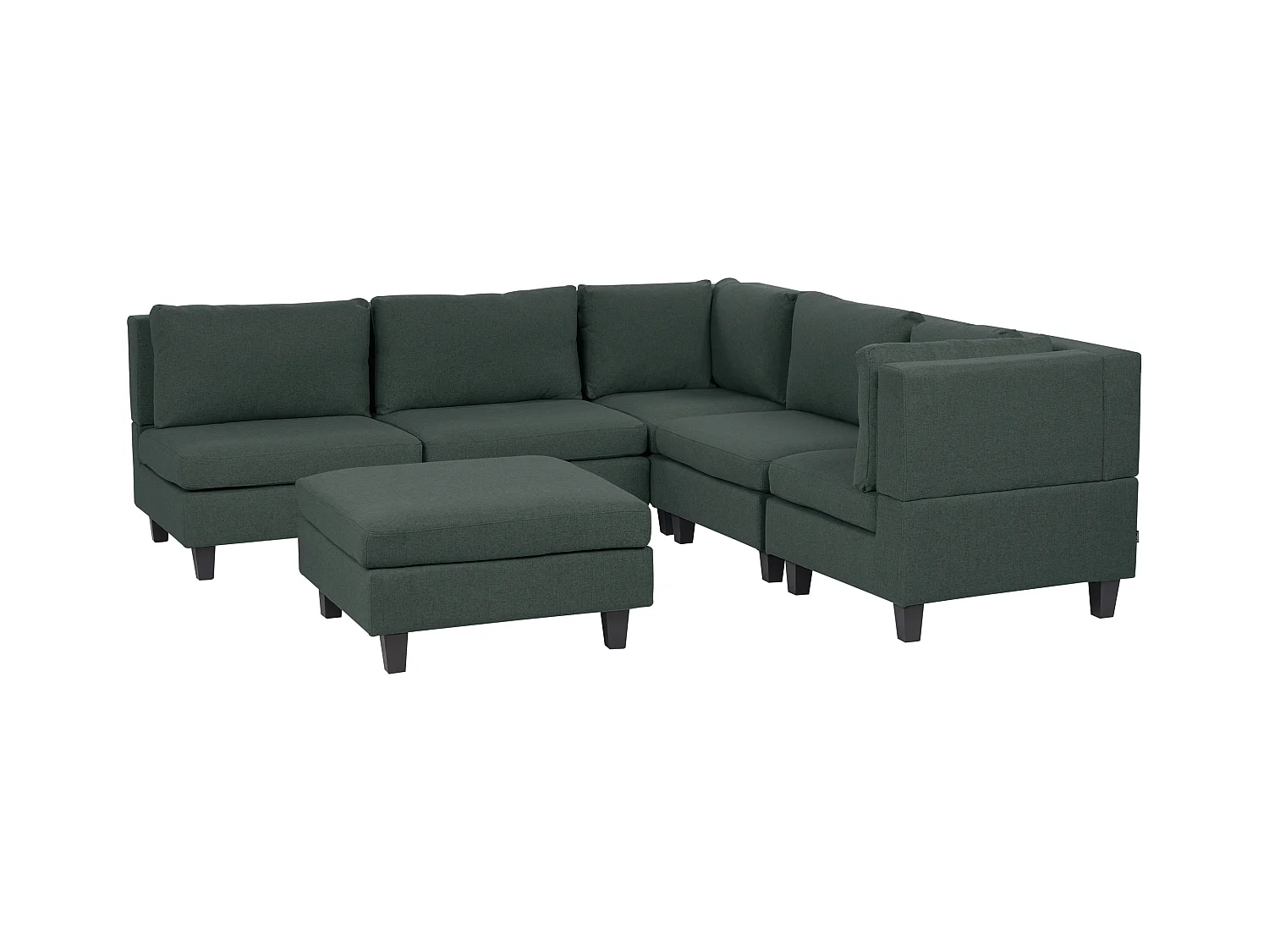 Canapé d'angle modulable 5 places UNSTAD Tissu Vert foncé avec ottoman Côté droite