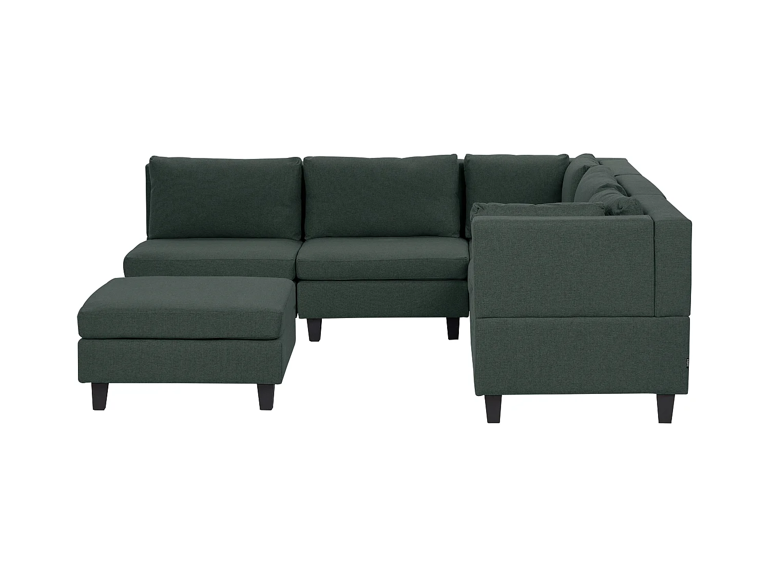 Canapé d'angle modulable 5 places UNSTAD Tissu Vert foncé avec ottoman Côté droite