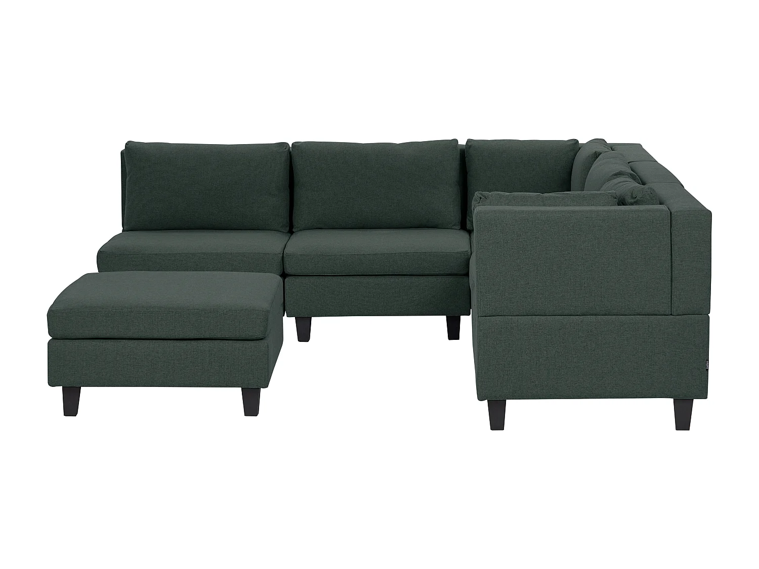 Canapé d'angle modulable UNSTAD Tissu Vert foncé avec ottoman 5 places Côté gauche