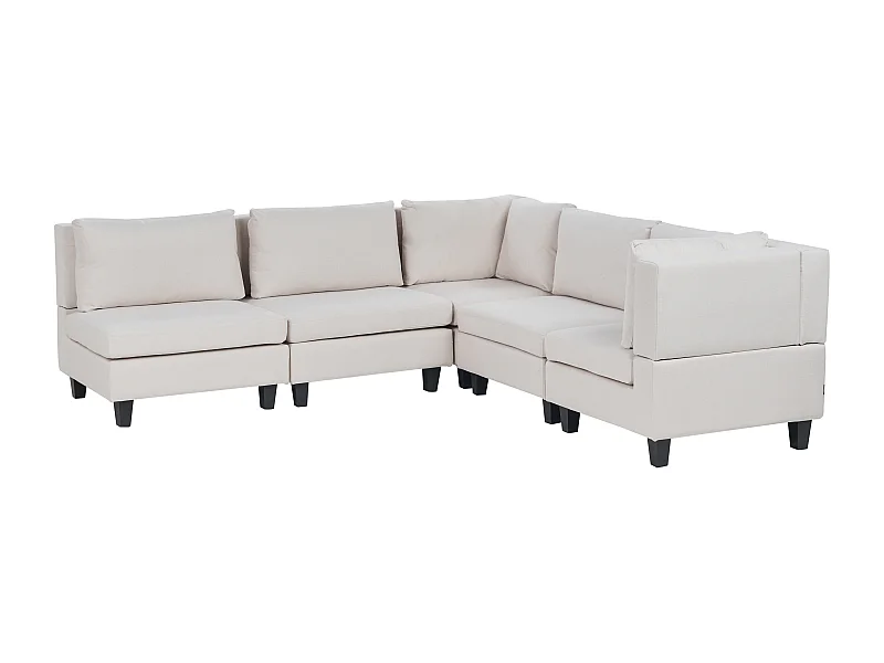 5-Sitzer Modul Ecksofa Stoff beige linksseitig dicke Kissen modern Unstad