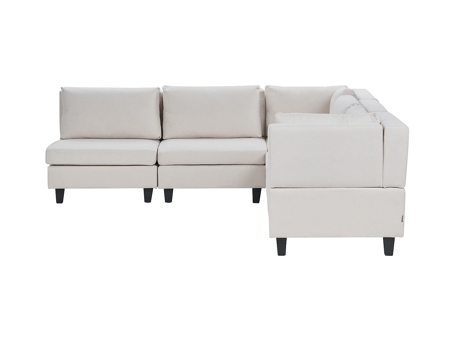 Canapé d'Angle Moderne Modulaire 5 Places Côté droite Pieds Noirs et Tissu Rembourré Beige Clair Unstad