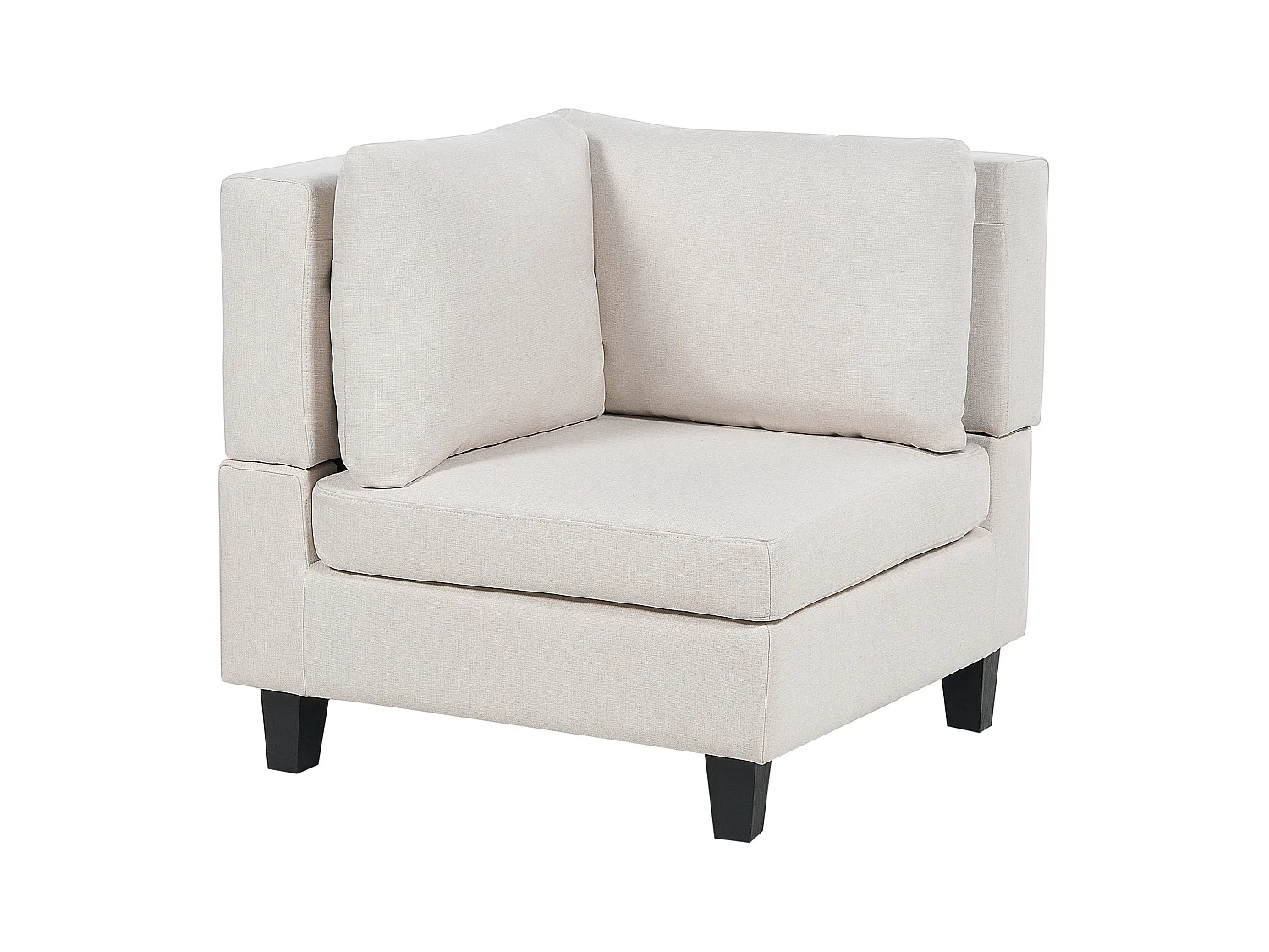 Canapé d'Angle Moderne Modulaire 5 Places Côté droite Pieds Noirs et Tissu Rembourré Beige Clair Unstad