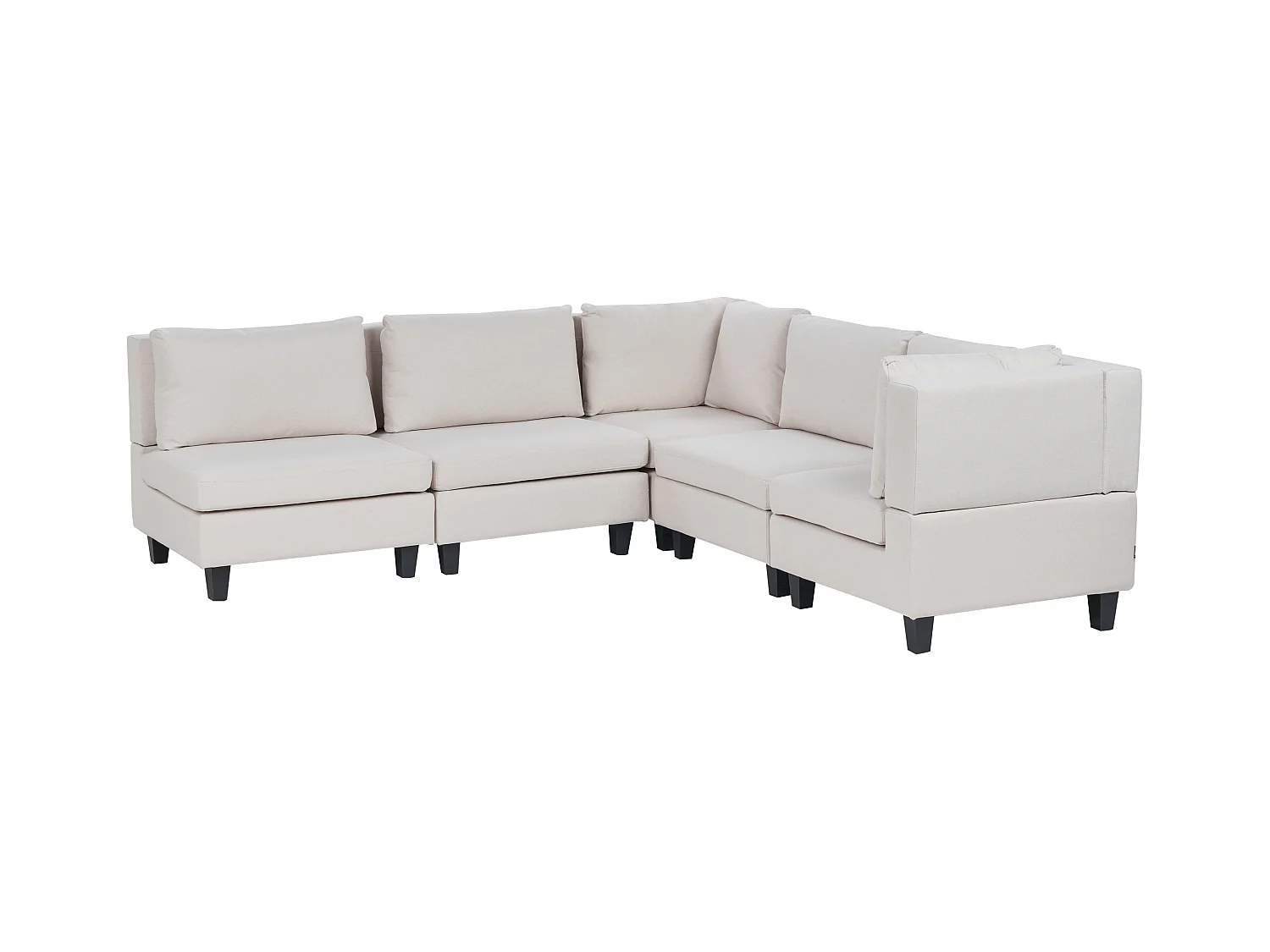 Canapé d'Angle Moderne Modulaire 5 Places Côté droite Pieds Noirs et Tissu Rembourré Beige Clair Unstad