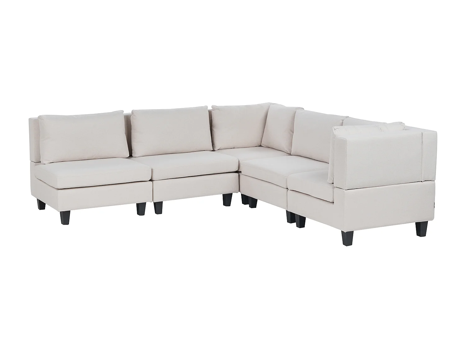 5-Sitzer Modul Ecksofa Stoff beige linksseitig dicke Kissen modern Unstad