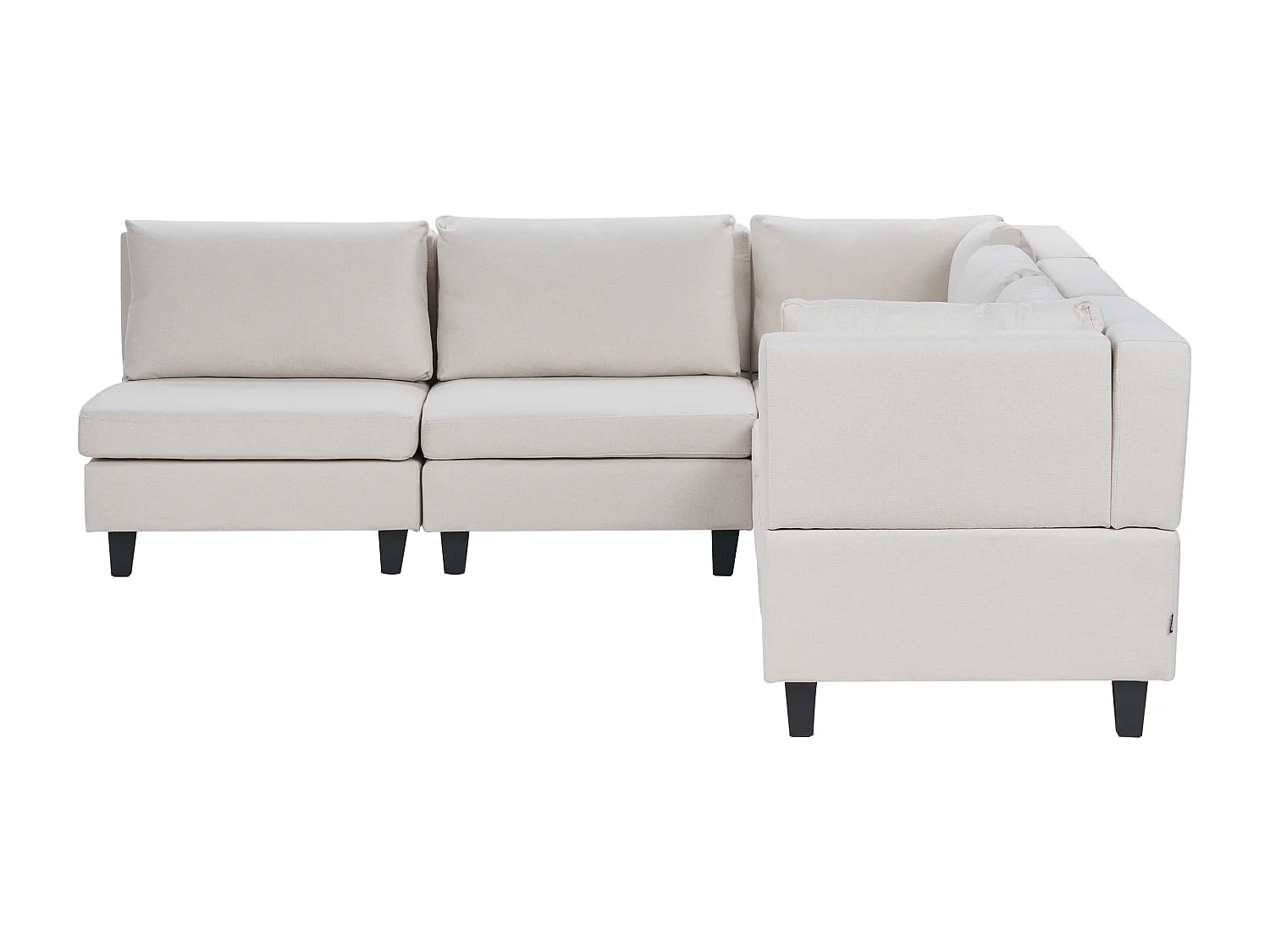 Canapé d'Angle Moderne Modulaire 5 Places Côté Gauche Pieds Noirs et Tissu Rembourré Beige Clair Unstad