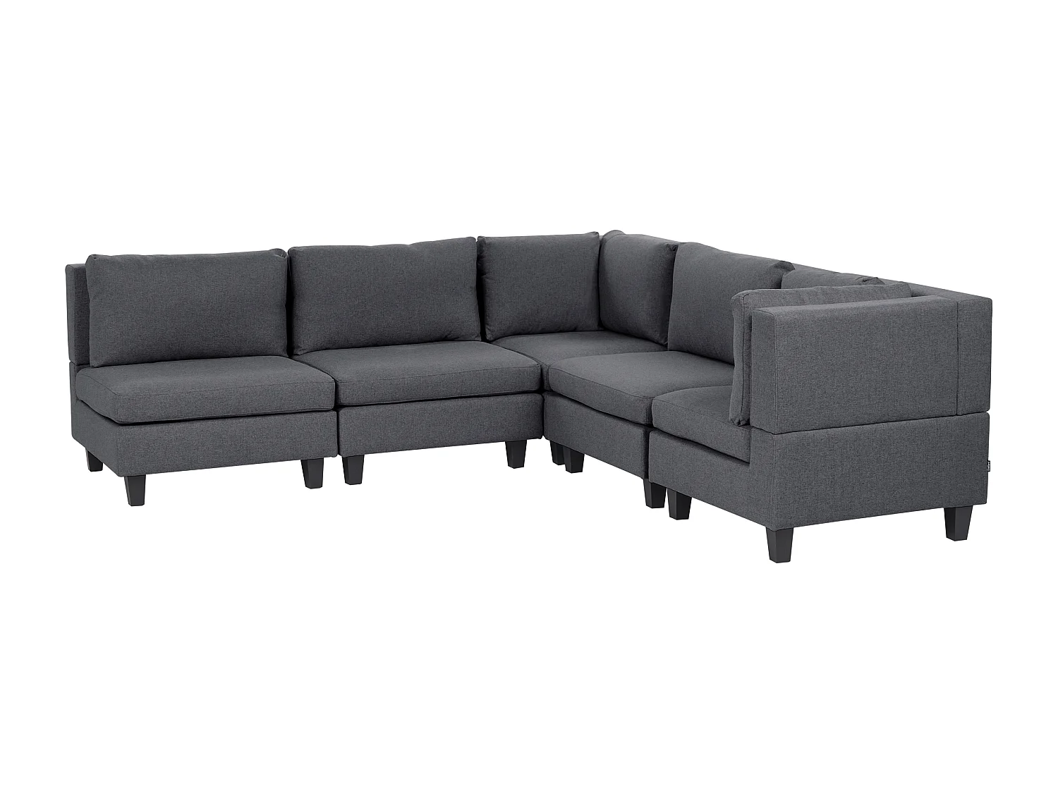 Canapé d'Angle Moderne Modulaire 5 Places Côté droite Pieds Noirs et Tissu Rembourré Gris Foncé Unstad
