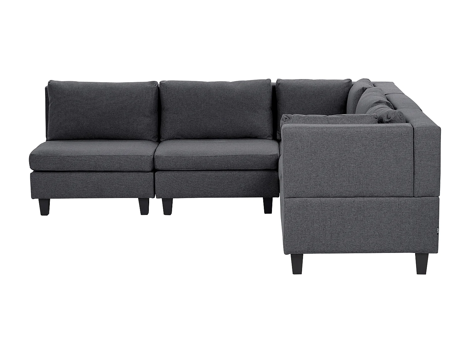 Canapé d'Angle Moderne Modulaire 5 Places Côté droite Pieds Noirs et Tissu Rembourré Gris Foncé Unstad