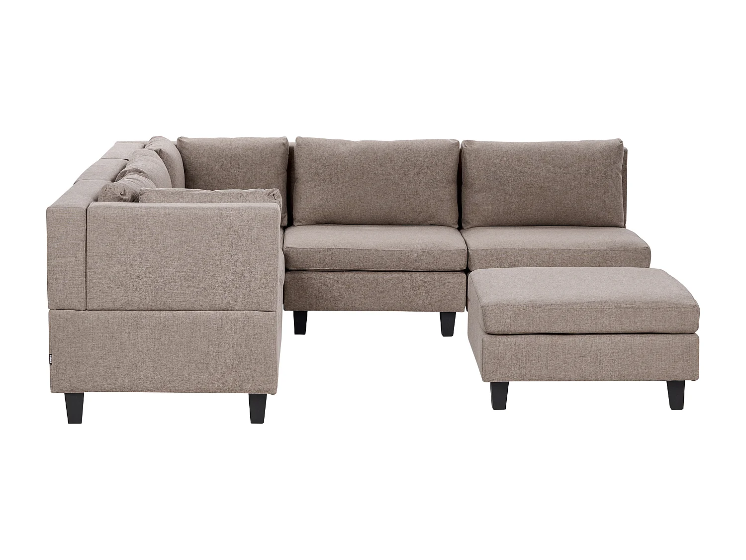 Canapé d'angle modulable UNSTAD Tissu Marron avec ottoman 5 places Côté droit
