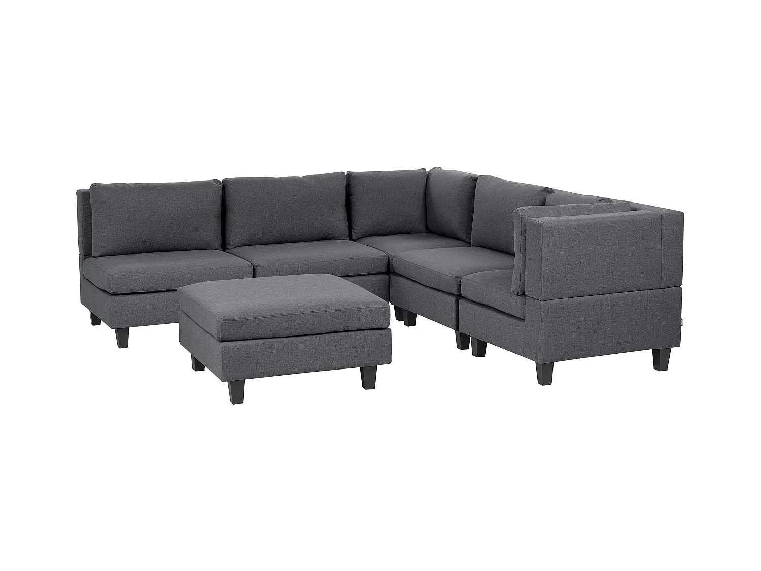 Modul Ecksofa UNSTAD Stoff Dunkelgrau mit Ottomane 5-Sitzer linksseitig