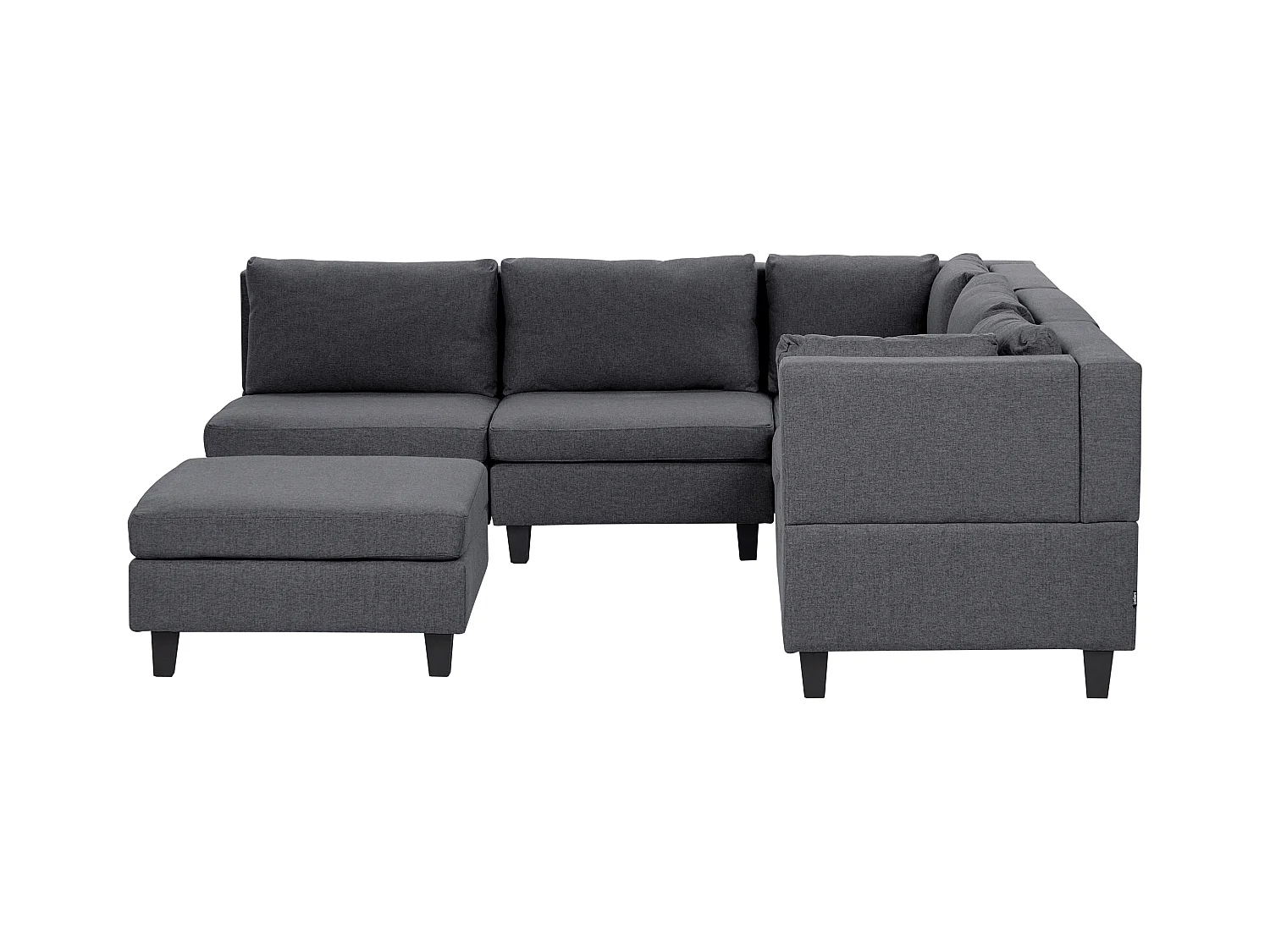 Canapé d'angle modulable 5 places UNSTAD Tissu Gris foncé avec ottoman Côté droite