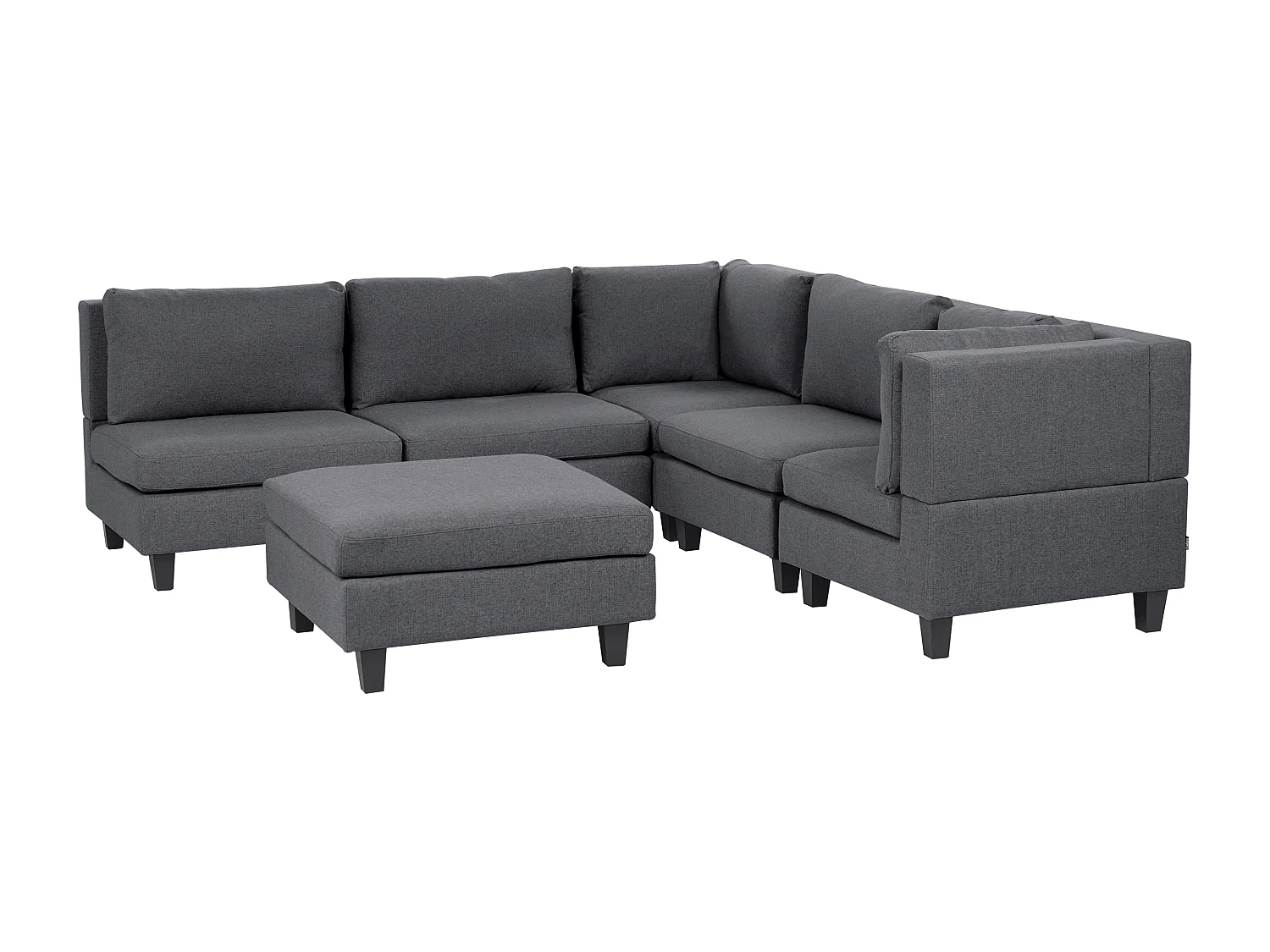 Canapé d'angle modulable 5 places UNSTAD Tissu Gris foncé avec ottoman Côté droite