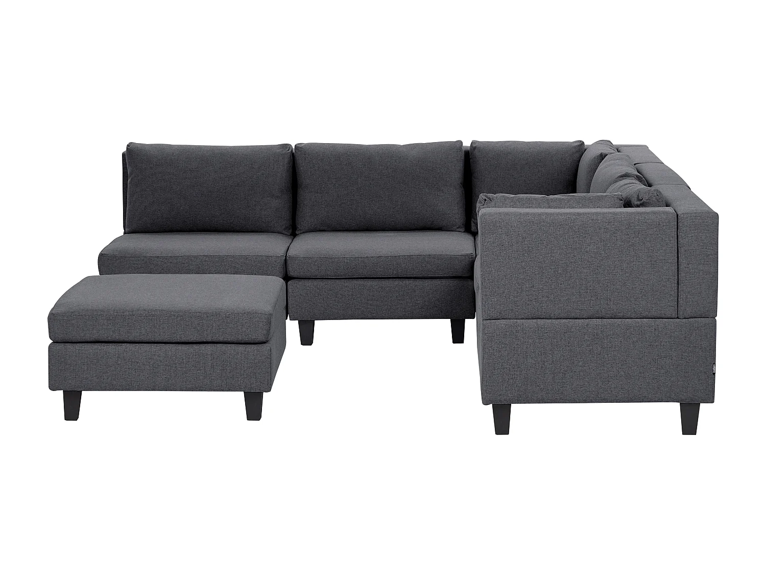 Canapé d'angle modulable UNSTAD Tissu Gris foncé avec ottoman 5 places Côté gauche
