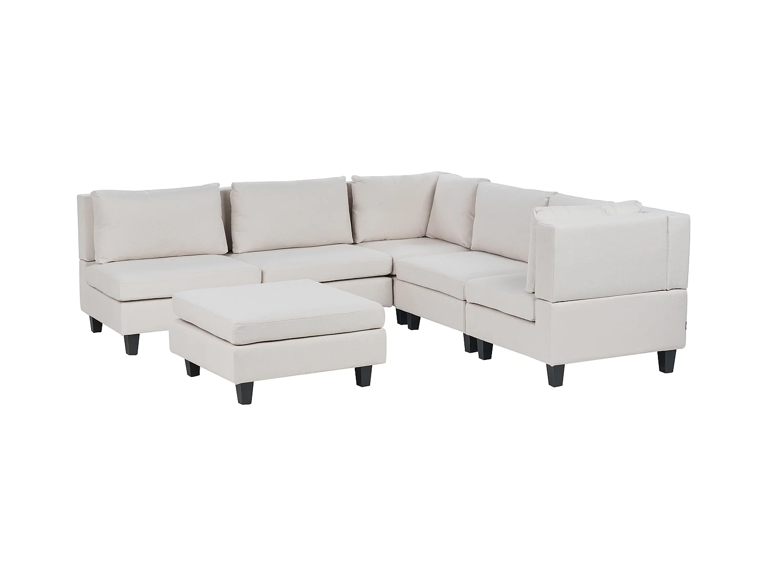 Canapé d'angle modulable 5 places UNSTAD Tissu Beige clair avec ottoman Côté droite