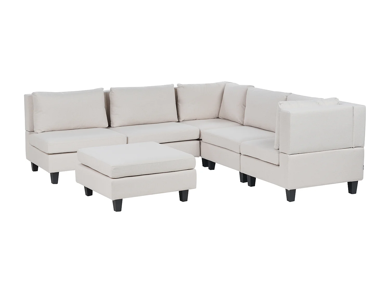 Canapé d'angle modulable 5 places UNSTAD Tissu Beige clair avec ottoman Côté droite