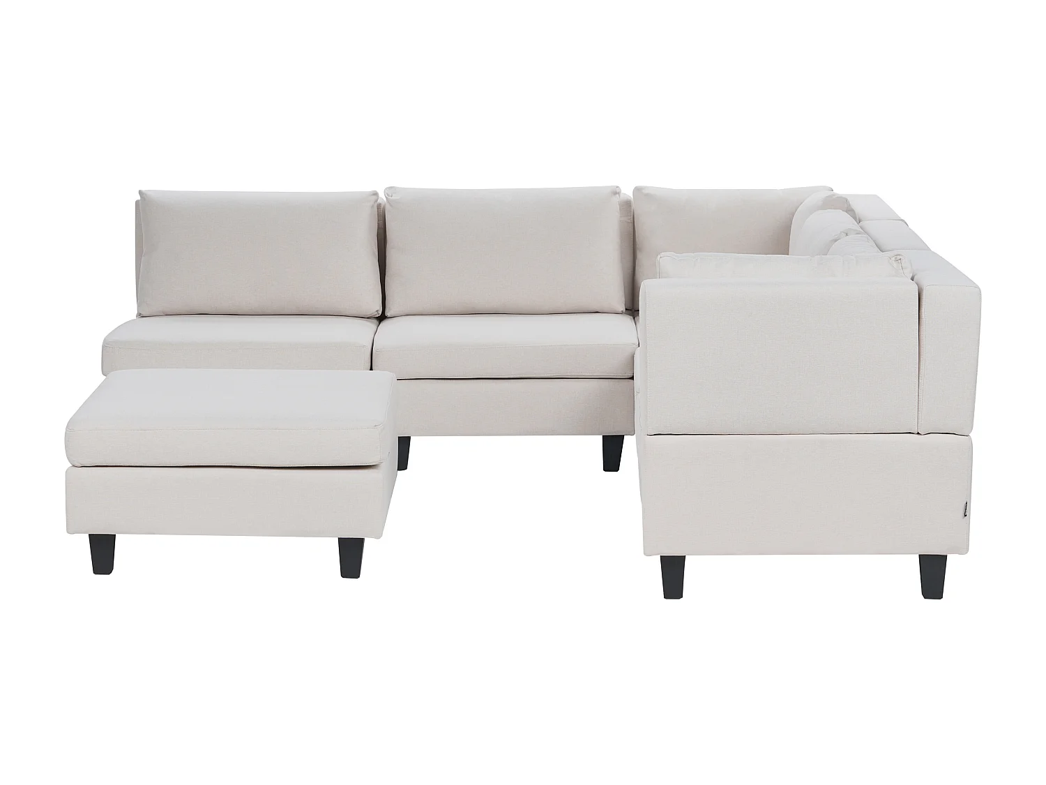 Canapé d'angle modulable 5 places UNSTAD Tissu Beige clair avec ottoman Côté droite