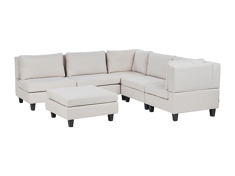 UNSTAD Tessuto Beige chiaro con ottomana 5 posti Lato Sinistro
