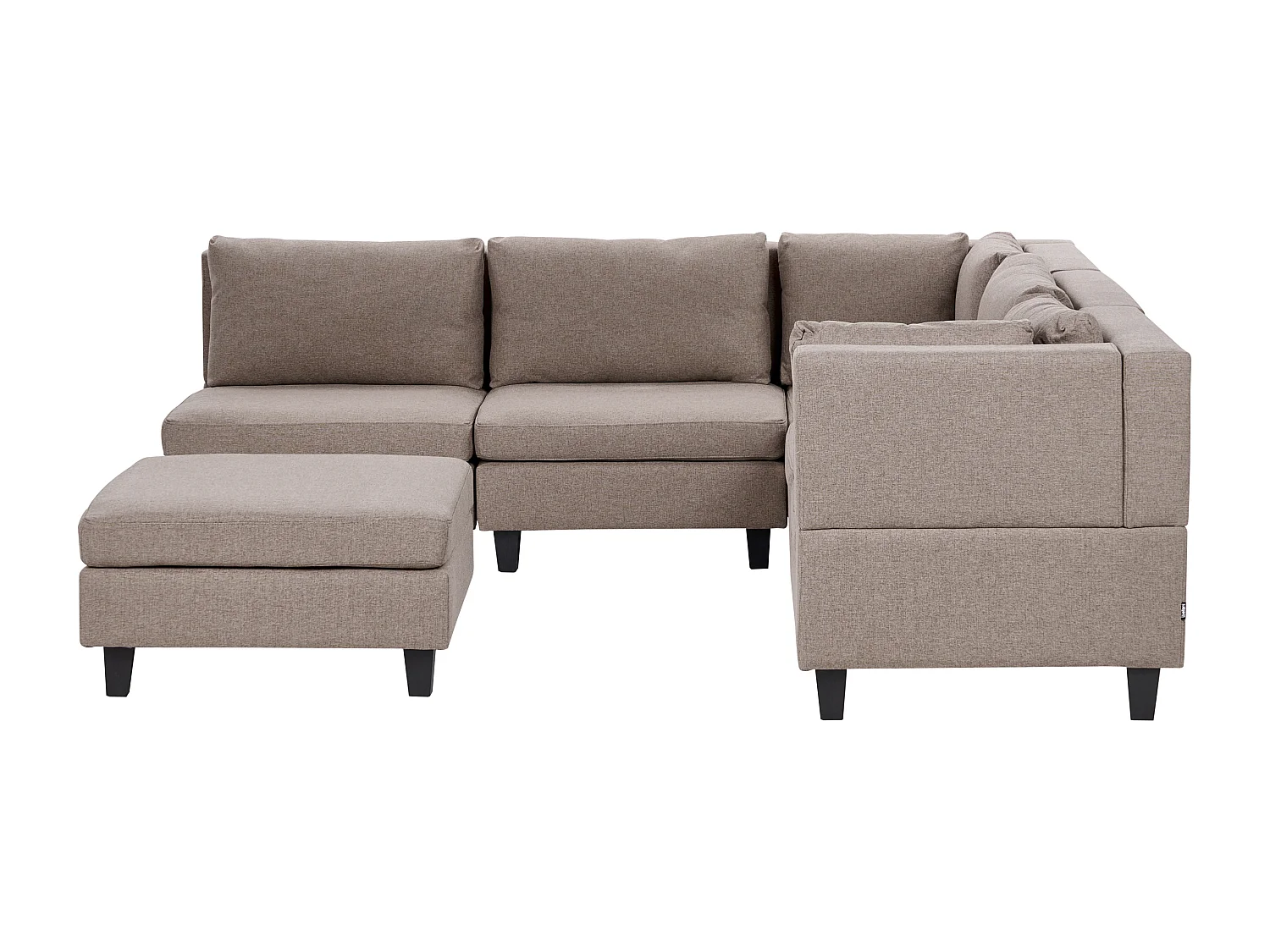 Canapé d'angle modulable UNSTAD Tissu Marron avec ottoman 5 places Côté gauche