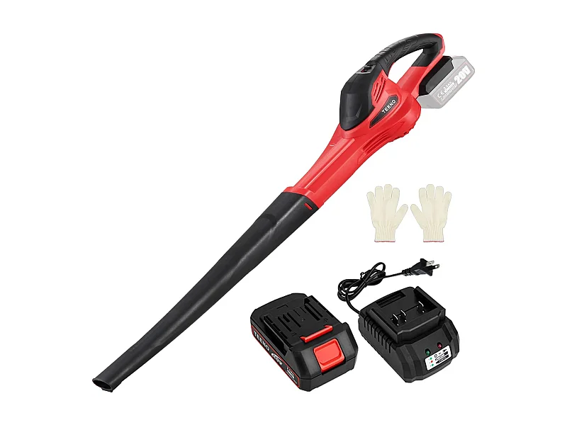 Souffleur de Feuilles sans Fil 20V 3.0Ah 1x Batterie，1xChargeur, Rouge,Compatible avec les batteries Makita