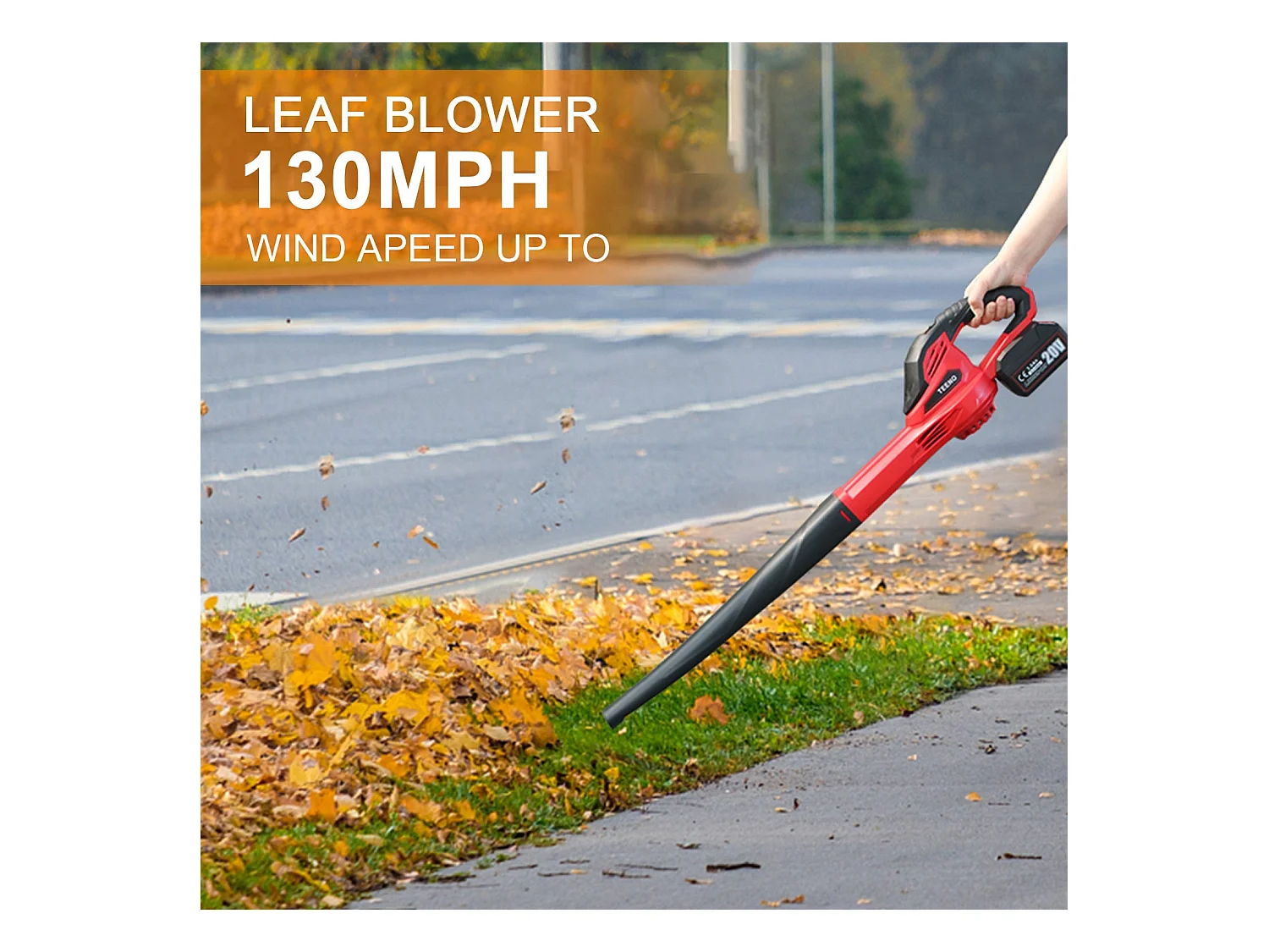 Souffleur de Feuilles sans Fil 20V 3.0Ah 1x Batterie，1xChargeur, Rouge,Compatible avec les batteries Makita