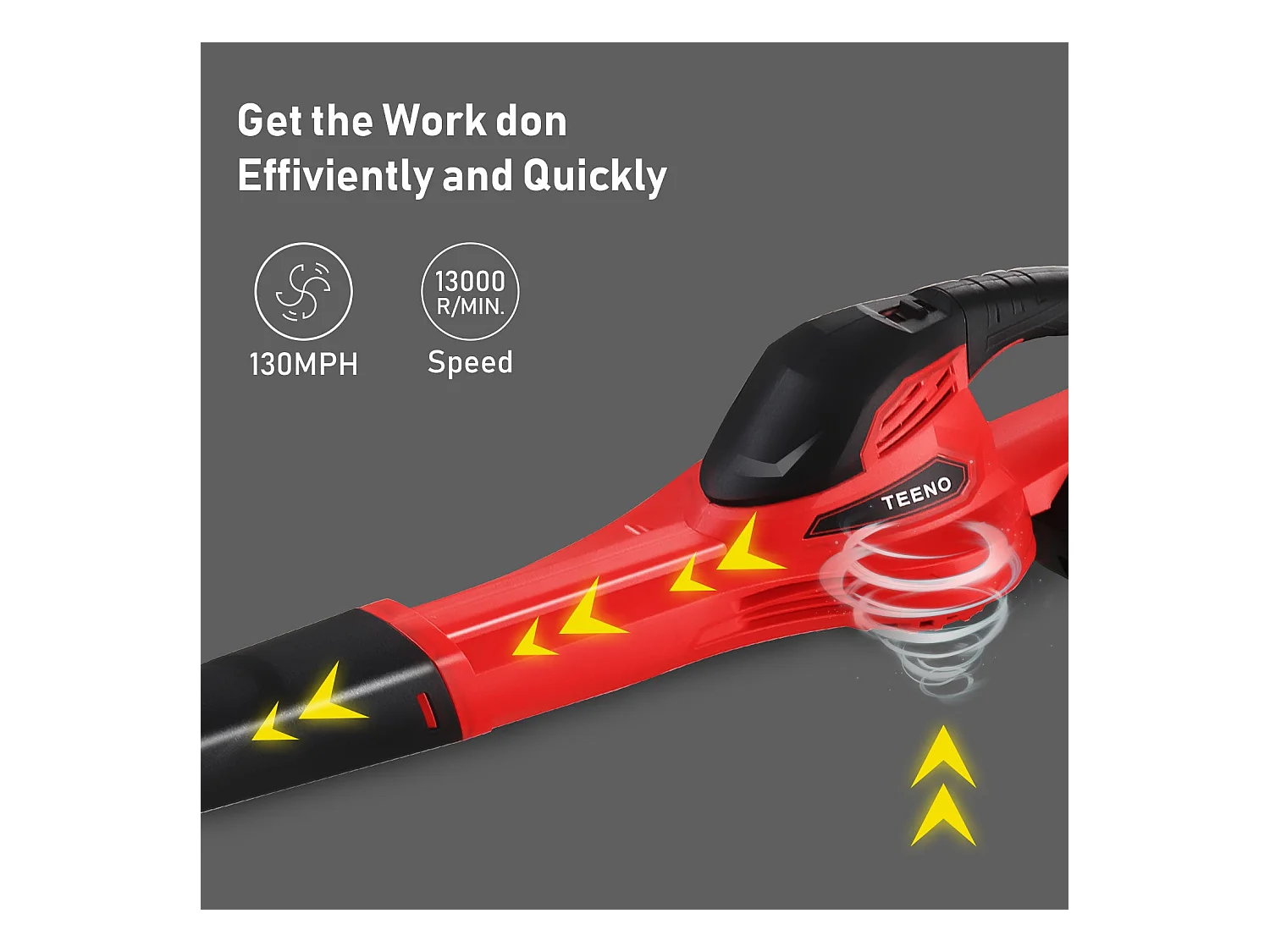 Souffleur de Feuilles sans Fil 20V 3.0Ah 1x Batterie，1xChargeur, Rouge,Compatible avec les batteries Makita