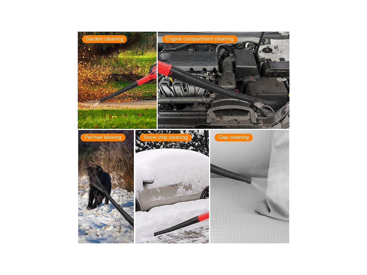 Souffleur de Feuilles sans Fil 20V 3.0Ah 1x Batterie，1xChargeur, Rouge,Compatible avec les batteries Makita