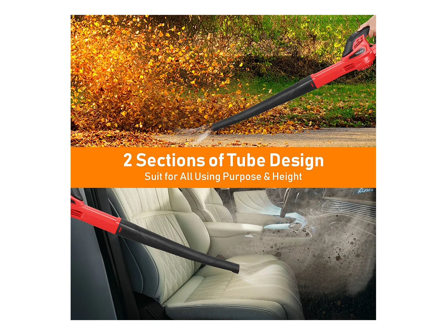 Souffleur de Feuilles sans Fil 20V 3.0Ah 1x Batterie，1xChargeur, Rouge,Compatible avec les batteries Makita