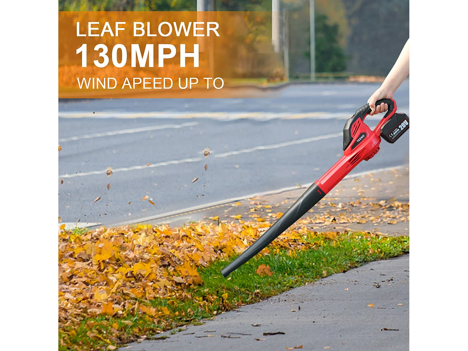 Souffleur de Feuilles sans Fil 20V 3.0Ah 1x Batterie，1xChargeur, Rouge,Compatible avec les batteries Makita