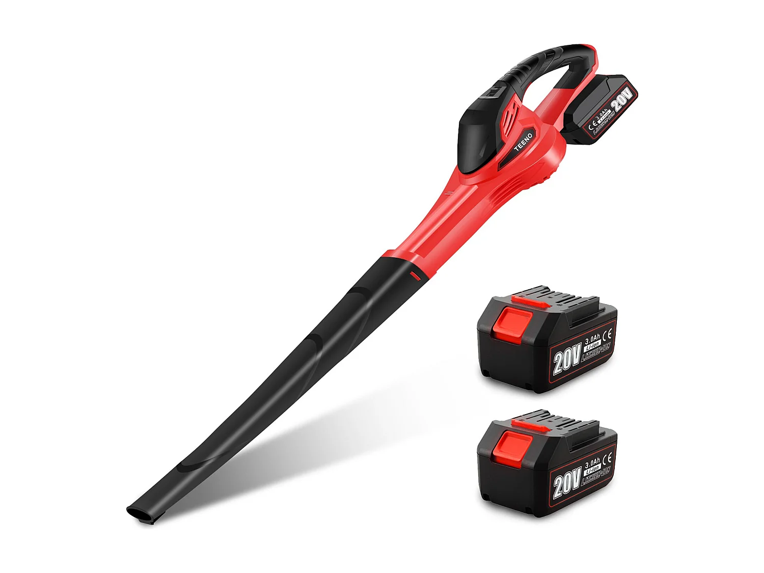 Souffleur de Feuilles sans Fil 20V 3.0Ah 1x Batterie，1xChargeur, Rouge,Compatible avec les batteries Makita