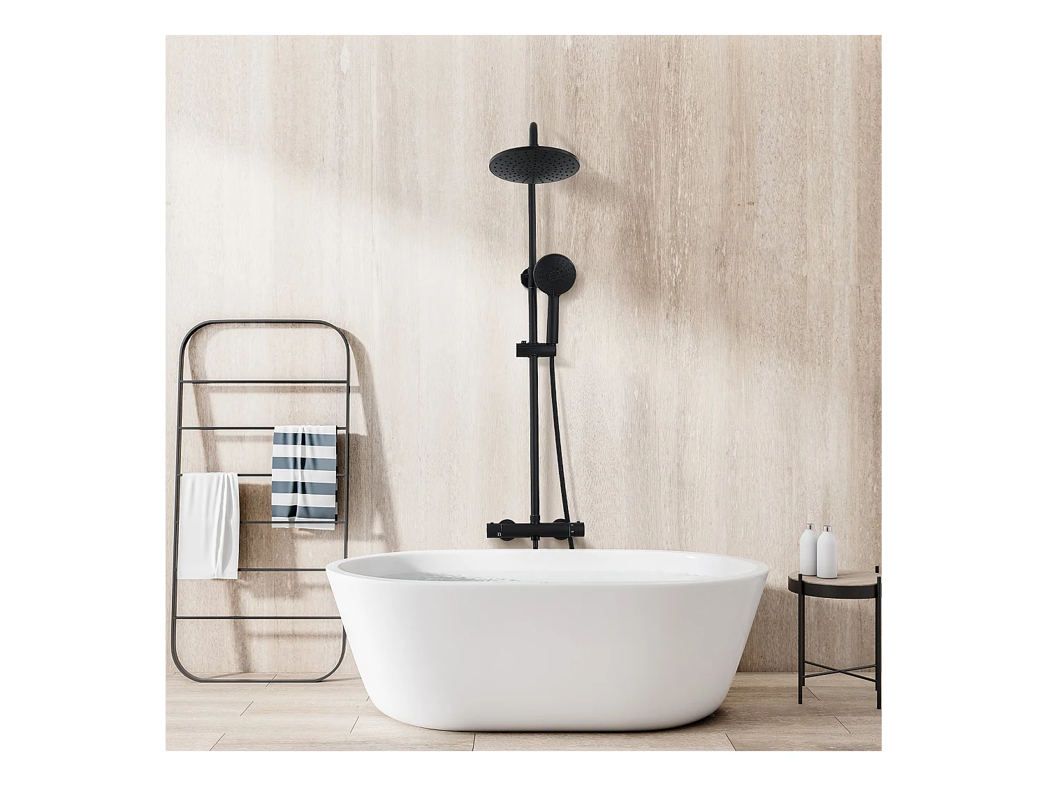 Colonne de douche thermostatique, Système de douche thermostatique 38°C, Noir