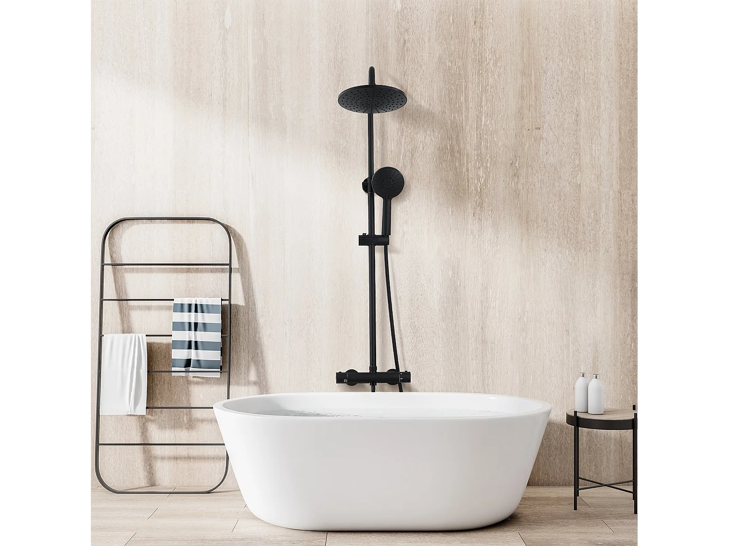 Colonne de douche thermostatique, Système de douche thermostatique 38°C, Noir