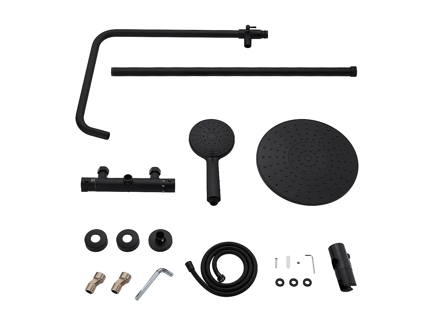 Thermostatische doucheslang, Thermostatisch douchesysteem 38 ¡ãC, Zwart